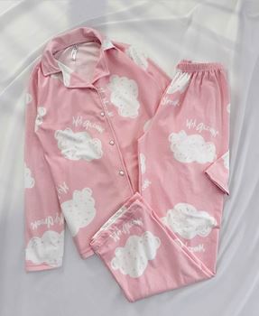 Pembe Bulut Süet Pijama Takımı